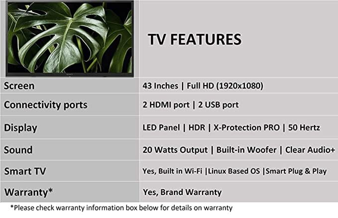 Sony Bravia 108 cm (43 inches) Full HD LED Smart TV KLV-43W672G (Black) Sony Bravia 108 cm (43 inches) Full HD LED Smart TV KLV-43W672G (Black)