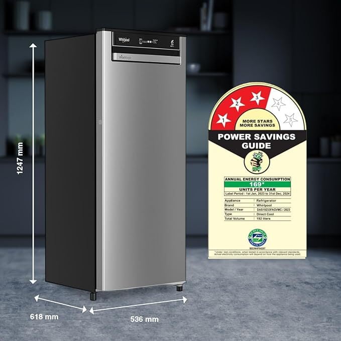 Whirlpool 192 L 3 Star Vitamagic PRO Direct-Cool Single Door Refrigerator Whirlpool 192 L 3 Star Vitamagic PRO Direct-Cool Single Door Refrigerator